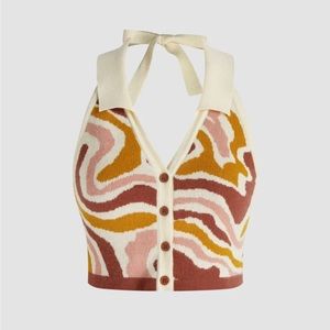 NWT - Cider Marble knit halter neckline tank top - Small